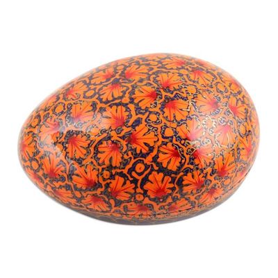 Alternate image for India Handmade Orange Leaf Papier Mache Box 5 inch Orange Chinar Foliage