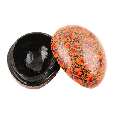 Alternate image for India Handmade Orange Leaf Papier Mache Box 5 inch Orange Chinar Foliage
