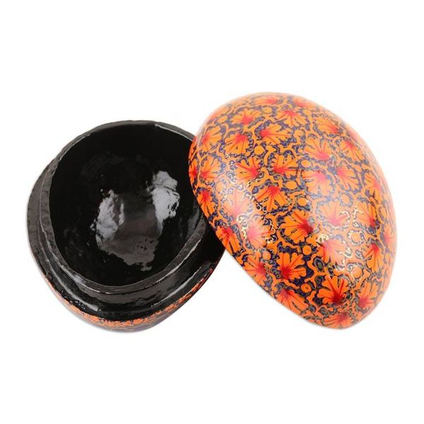 Alternate image for India Handmade Orange Leaf Papier Mache Box 5 inch Orange Chinar Foliage