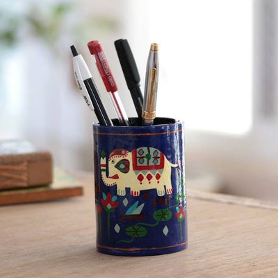 Alternate image for Hand Crafted Papier Mache Pen Holder Midnight Tale