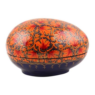 Alternate image for India Handmade Orange Leaf Papier Mache Box 3 inch Orange Chinar Foliage