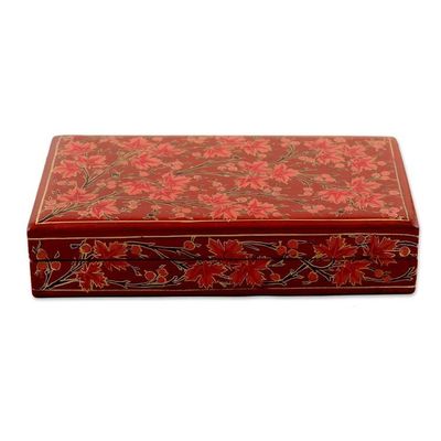 Alternate image for Hand-Painted Decorative Papier Mache Box from India Festive Trees in Red