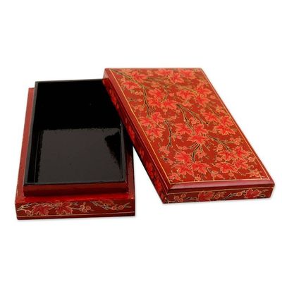 Alternate image for Hand-Painted Decorative Papier Mache Box from India Festive Trees in Red