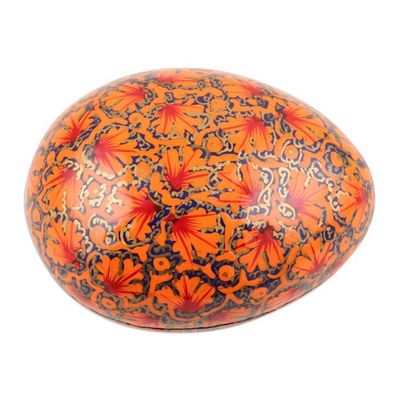 Alternate image for India Handmade Orange Leaf Papier Mache Box 3 inch Orange Chinar Foliage