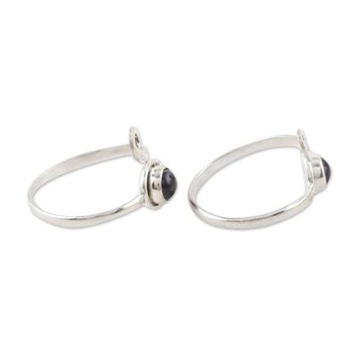 Alternate image for Amethyst and Sterling Silver Toe Rings Pair Gemstone Spiral in Purple
