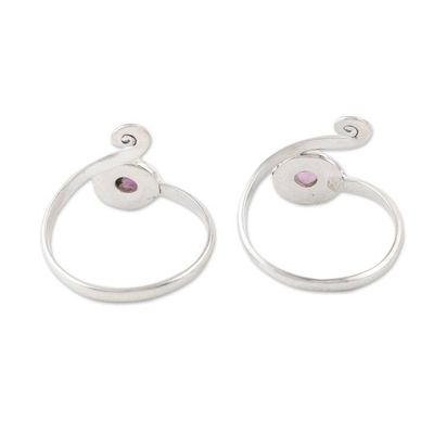 Alternate image for Amethyst and Sterling Silver Toe Rings Pair Gemstone Spiral in Purple