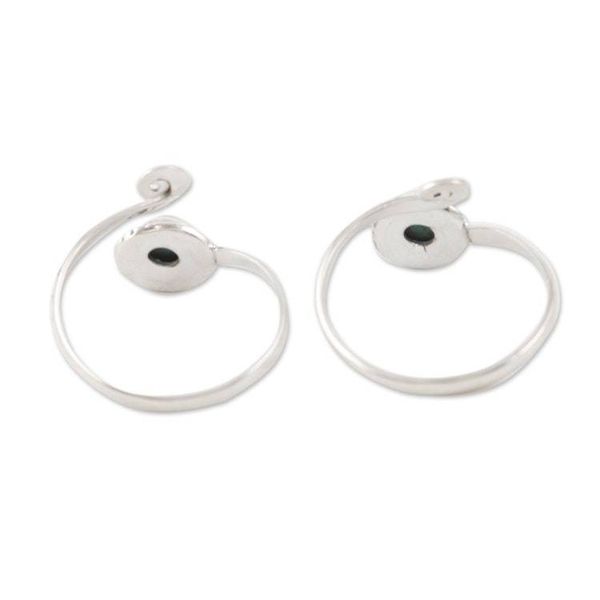 Alternate image for Indian Sterling Silver Toe Rings Pair Gemstone Spiral in Turquoise