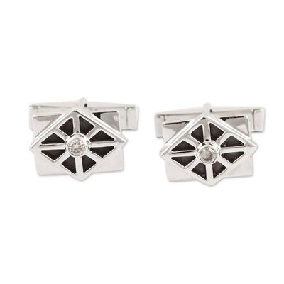 Alternate image for Mens Cubic Zirconia and Sterling Silver Cufflinks Best Dressed