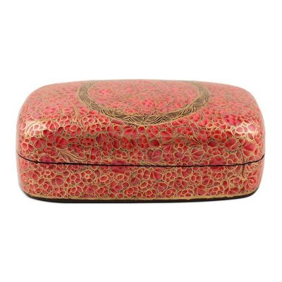 Alternate image for Hand-Painted Laquerware Papier Mache Box Kashmir Cheer in Pink