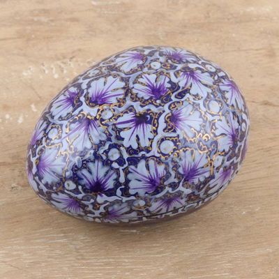 Alternate image for India Handmade Purple Leaf Papier Mache Box 3 inch Purple Chinar Foliage