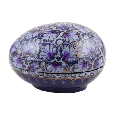 Alternate image for India Handmade Purple Leaf Papier Mache Box 3 inch Purple Chinar Foliage