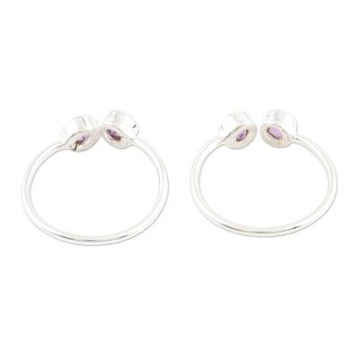 Alternate image for Handmade Sterling Silver and Garnet Toe Rings Pair Violet Dazzle