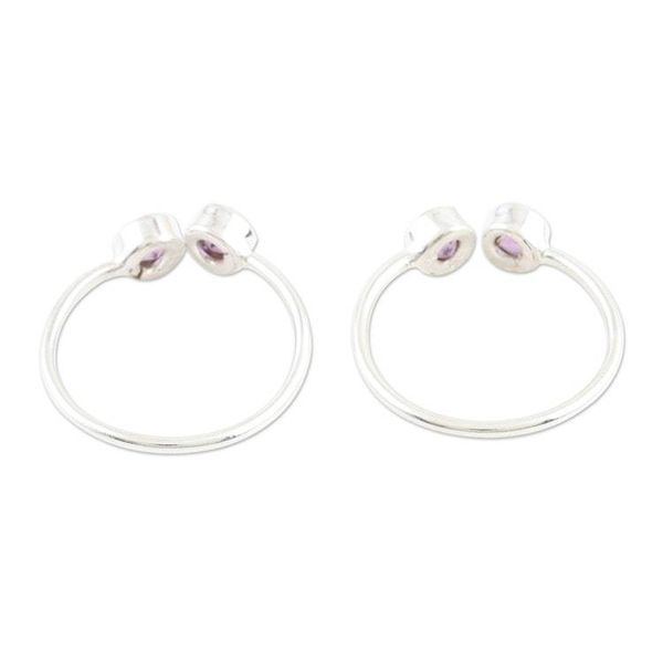 Alternate image for Handmade Sterling Silver and Garnet Toe Rings Pair Violet Dazzle
