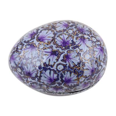 Alternate image for India Handmade Purple Leaf Papier Mache Box 3 inch Purple Chinar Foliage