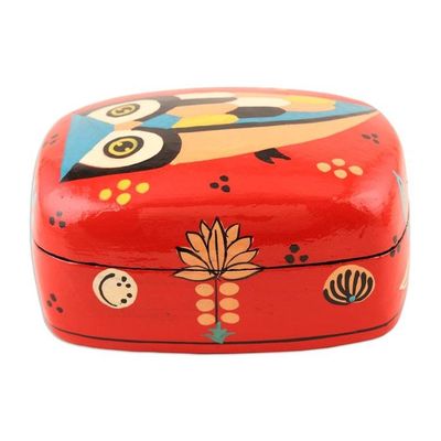 Alternate image for Hand Crafted Owl-Themed Decorative Box Owl Story in Red