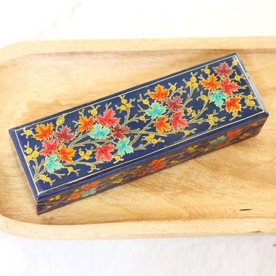 Alternate image for Indian Papier Mache and Weeping Willow Wood Box Chinar Pride in Blue