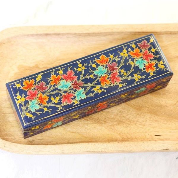Alternate image for Indian Papier Mache and Weeping Willow Wood Box Chinar Pride in Blue