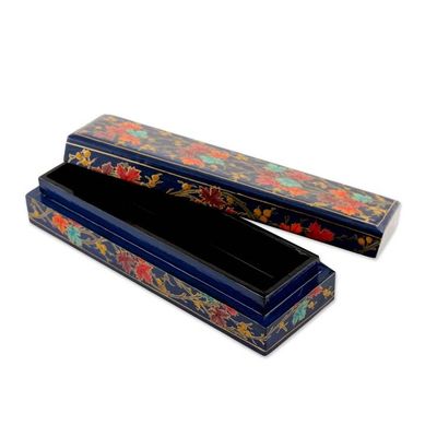 Alternate image for Indian Papier Mache and Weeping Willow Wood Box Chinar Pride in Blue