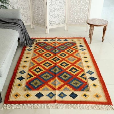 Primary image for Handcrafted Indian Wool Area Rug 4 x 6 Hand of Glory