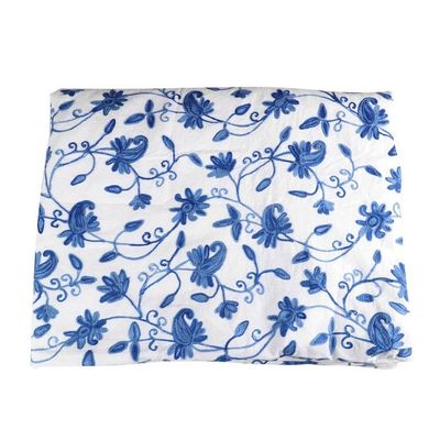 Alternate image for Chain-Stitched Cotton Floral-Motif Duvet FullQueen Valley of Blue Blossoms