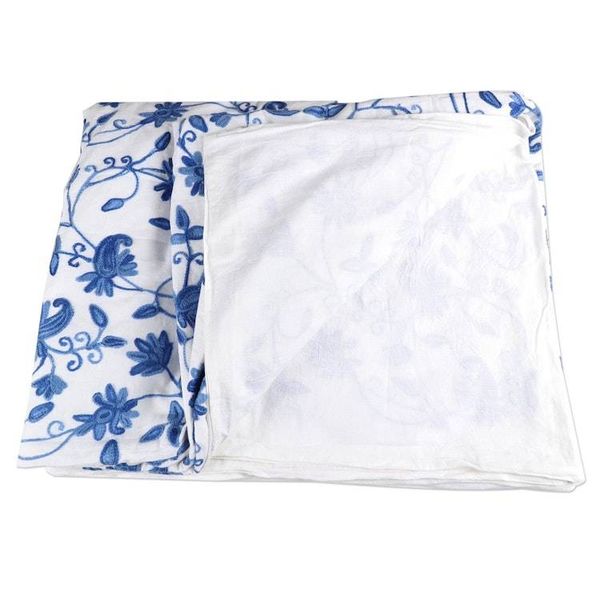 Alternate image for Chain-Stitched Cotton Floral-Motif Duvet FullQueen Valley of Blue Blossoms