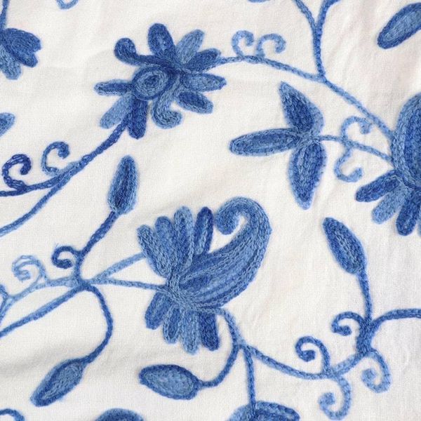 Alternate image for Chain-Stitched Cotton Floral-Motif Duvet FullQueen Valley of Blue Blossoms