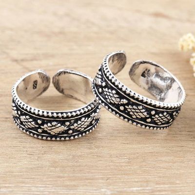 Alternate image for Handmade Sterling Silver Toe Rings Pair Sigh of Relief