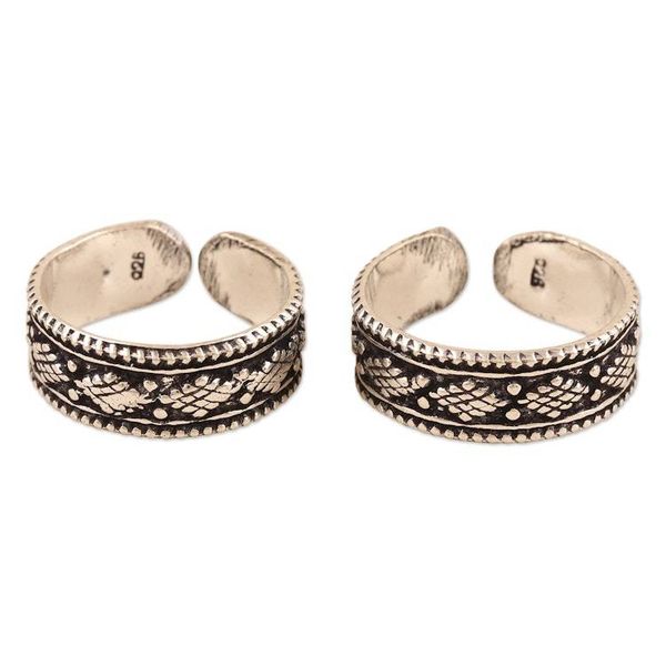 Alternate image for Handmade Sterling Silver Toe Rings Pair Sigh of Relief