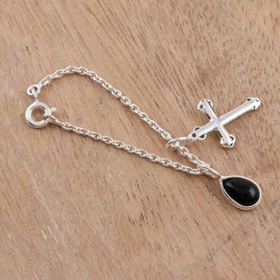 Alternate image for Onyx and Sterling Silver Watch Accent with Charms from India Magical Appeal