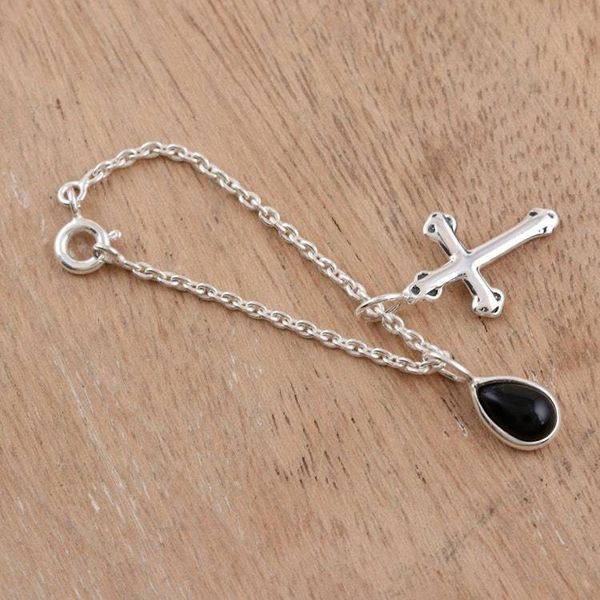 Alternate image for Onyx and Sterling Silver Watch Accent with Charms from India Magical Appeal