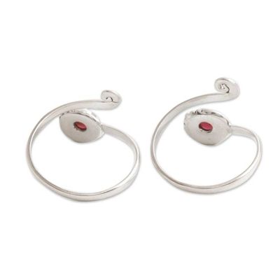 Alternate image for Garnet and Sterling Silver Toe Rings Pair Gemstone Spiral in Red