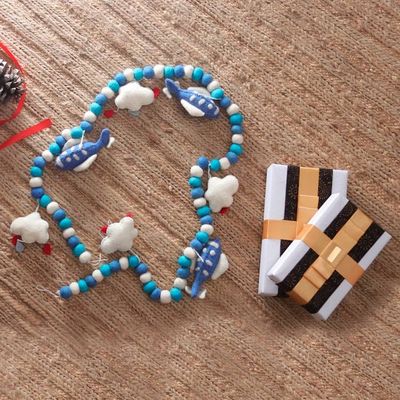 Alternate image for Cloud-Themed Blue and White Wool Felt Garland from India Sky Celebration