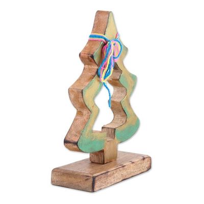 Alternate image for Handcrafted Mango Wood Christmas Tree Sculpture from India Joyful Present