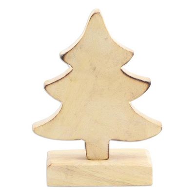 Alternate image for Mango Wood Christmas Tree Sculpture with Gold Tone Christmas Warmth