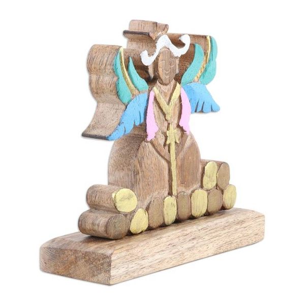 Alternate image for Hand-Painted Mango Wood Angel Sculpture with Easter Eggs Tender Heaven
