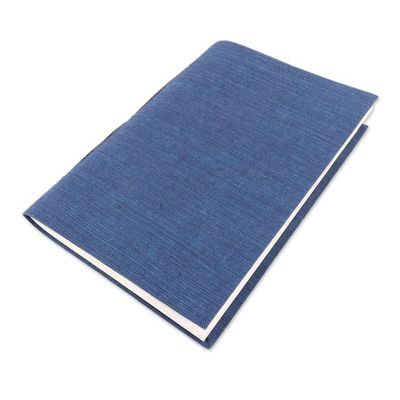 Alternate image for Blue Cotton Journal with Handmade Paper Handcrafted in India Chic Blue