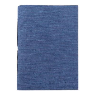 Alternate image for Blue Cotton Journal with Handmade Paper Handcrafted in India Chic Blue