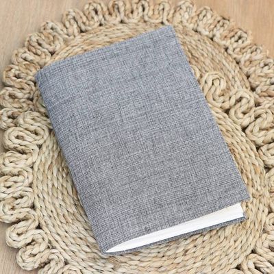 Alternate image for Grey Cotton Journal with Handmade Paper Handcrafted in India Chic Grey