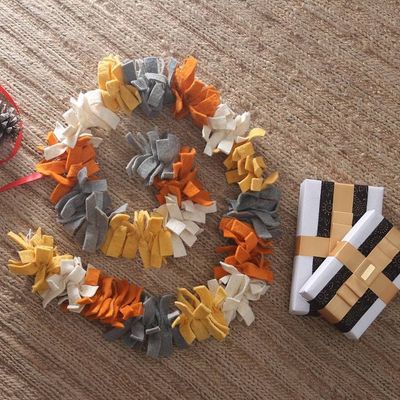 Alternate image for Handcrafted Warm-Toned Wool Felt Garland with Cotton Loops Autumn Celebrations