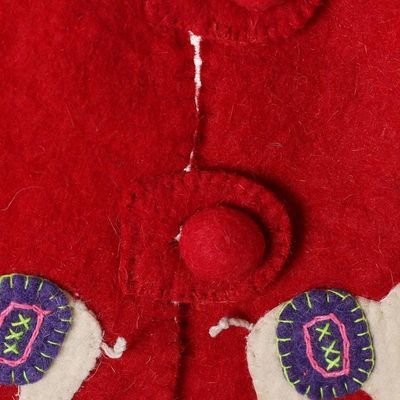 Alternate image for Handmade Elephant-Themed Red and Green Wool Felt Tree Skirt Christmas Giants
