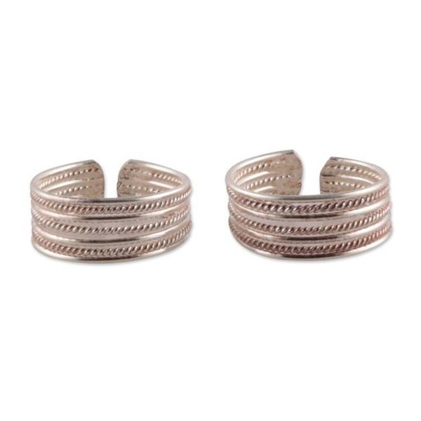 Alternate image for High-Polished Traditional Sterling Silver Toe Rings Pair Enchanting Charm