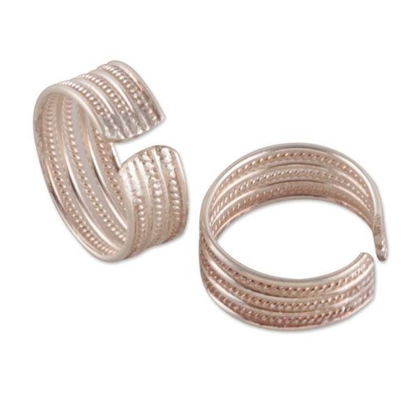 Alternate image for High-Polished Traditional Sterling Silver Toe Rings Pair Enchanting Charm