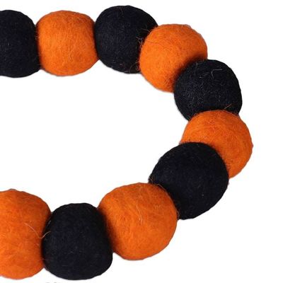 Alternate image for Handcrafted Orange and Black Wool Felt Pompom Garland Halloween Flare