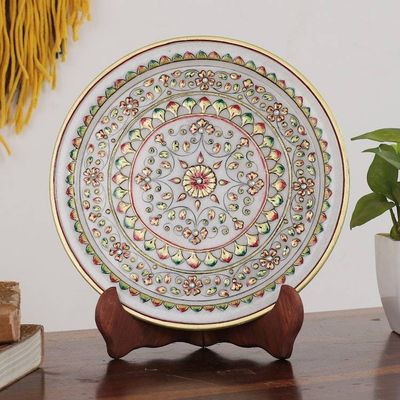 Alternate image for Floral and Leafy Red and Green Marble Decorative Plate Marvels of Spring