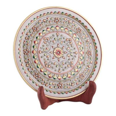 Alternate image for Floral and Leafy Red and Green Marble Decorative Plate Marvels of Spring