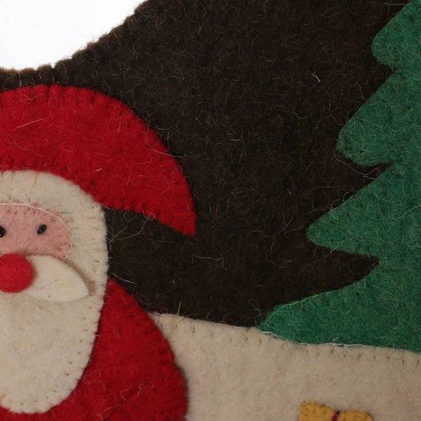 Alternate image for Handcrafted Santa-Themed Wool Felt Tree Skirt from India Playful Santa