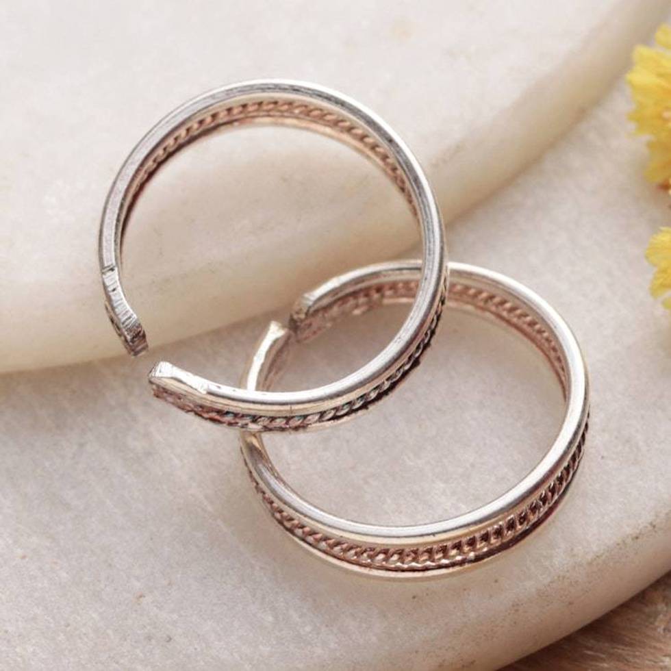 Polished Classic Sterling Silver Toe Rings Pair 'Discreet Charm'