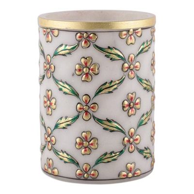 Alternate image for Floral Mesh-Patterned Marble Pend Holder in Green and Golden Blooming Mesh