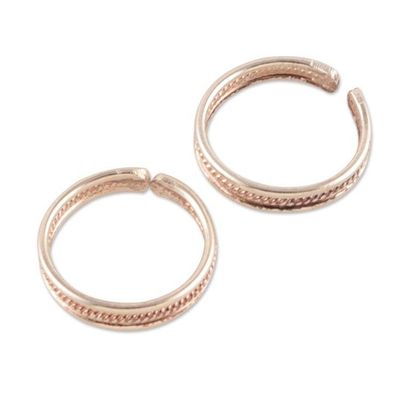 Alternate image for Polished Classic Sterling Silver Toe Rings Pair Discreet Charm