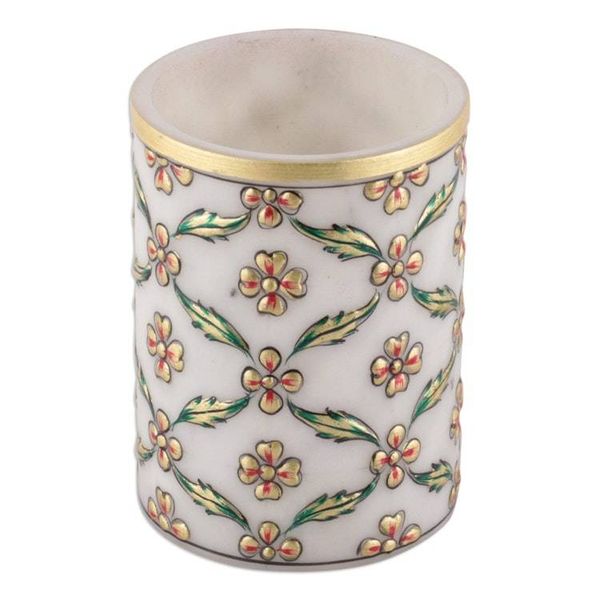 Alternate image for Floral Mesh-Patterned Marble Pend Holder in Green and Golden Blooming Mesh